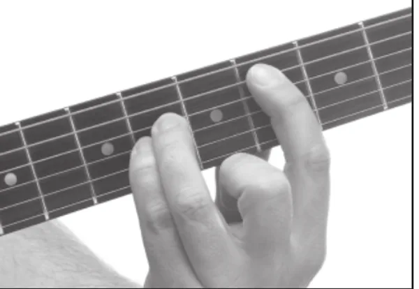 D♭5 chord — a hand playing it on the guitar fretboard