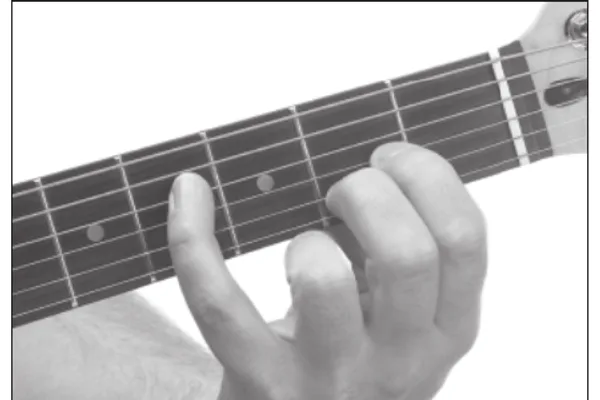 Dmaj9 chord — a hand playing it on the guitar fretboard