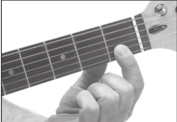 Dm11 chord — a hand playing it on the guitar fretboard