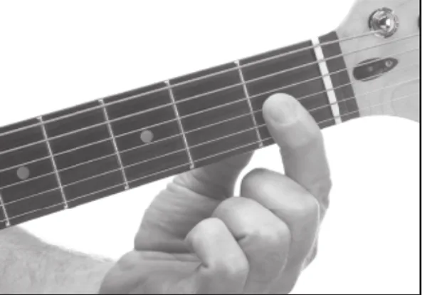 Dm7♭5 chord — a hand playing it on the guitar fretboard