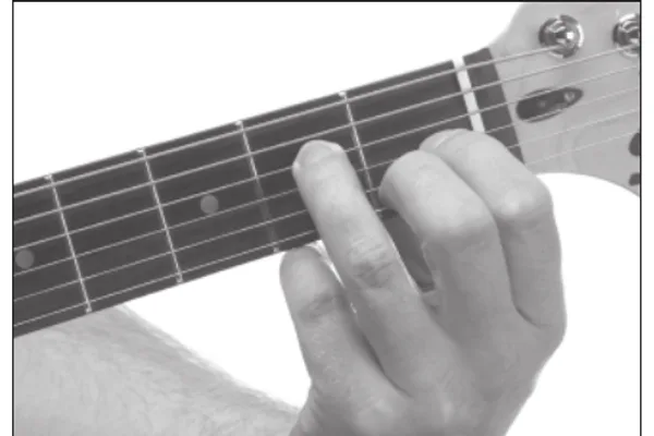 Eaug chord — a hand playing it on the guitar fretboard