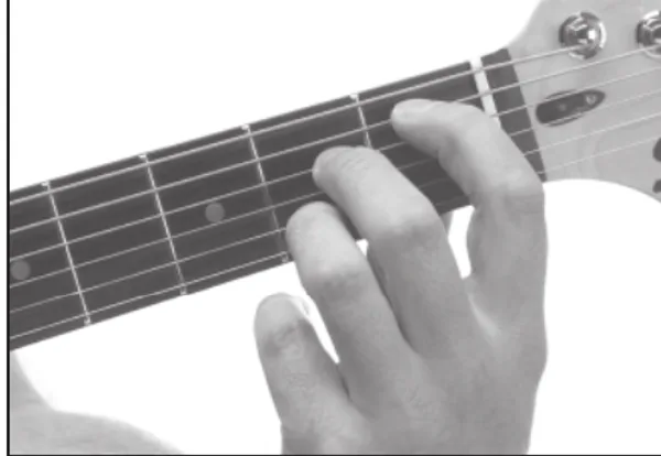 Edim7 chord — a hand playing it on the guitar fretboard