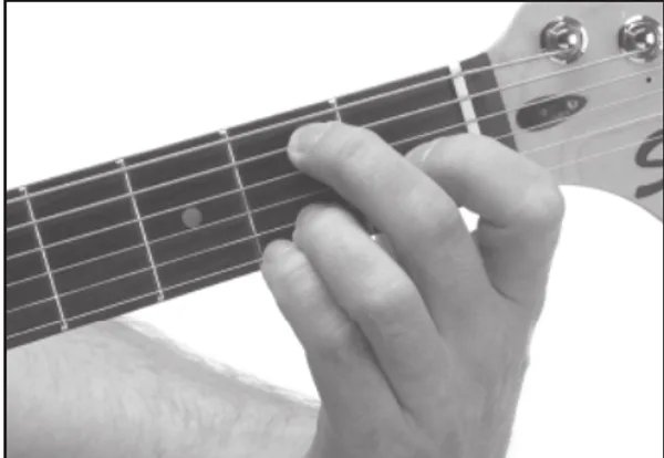 E13 chord — a hand playing it on the guitar fretboard