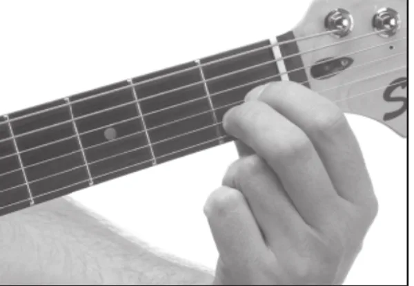E+7 chord — a hand playing it on the guitar fretboard