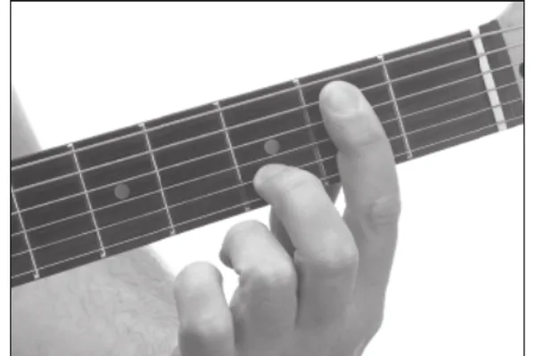 E9sus4 chord — a hand playing it on the guitar fretboard
