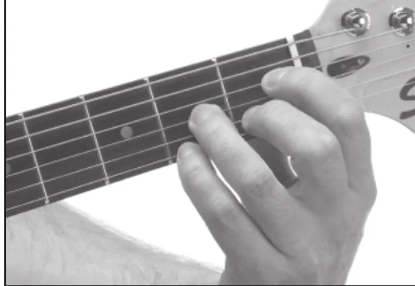 E♭dim7 chord — a hand playing it on the guitar fretboard