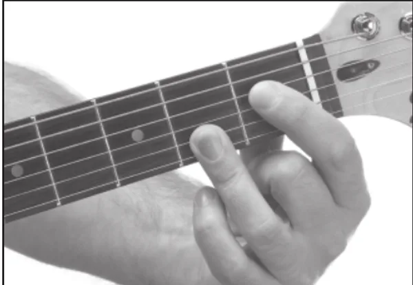 E♭m11 chord — a hand playing it on the guitar fretboard