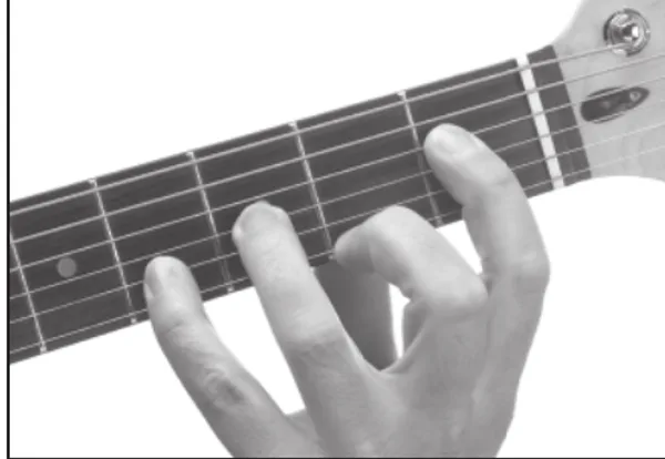 E♭m chord — a hand playing it on the guitar fretboard