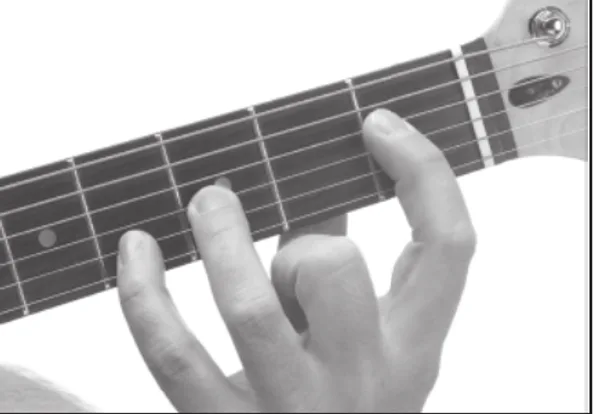E♭5 chord — a hand playing it on the guitar fretboard
