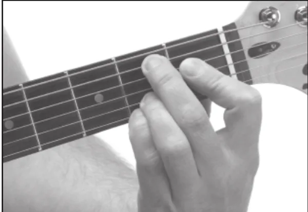 Emaj13 chord — a hand playing it on the guitar fretboard