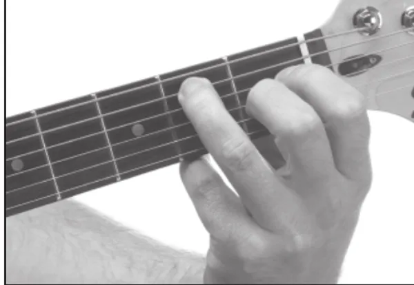 Emaj7 chord — a hand playing it on the guitar fretboard