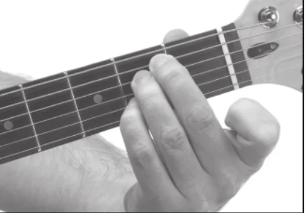 Em6 chord — a hand playing it on the guitar fretboard
