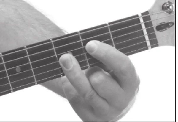 Em7♭5 chord — a hand playing it on the guitar fretboard