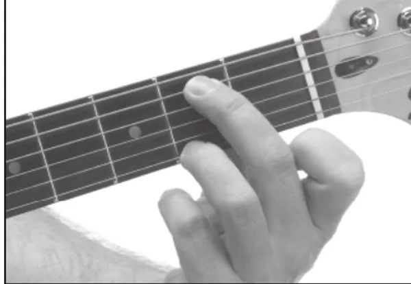 Em9 chord — a hand playing it on the guitar fretboard