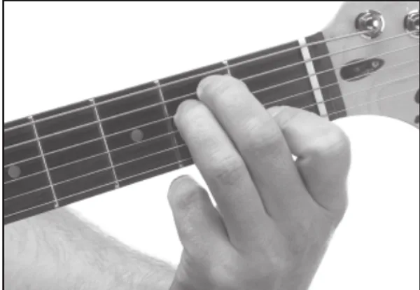 Em♭6 chord — a hand playing it on the guitar fretboard