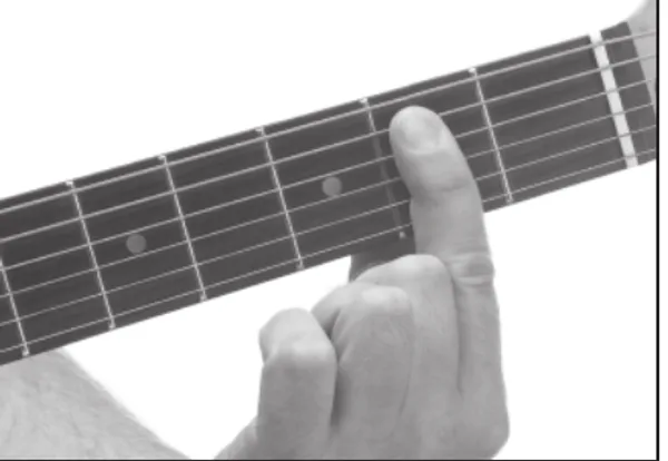 E5 chord — a hand playing it on the guitar fretboard