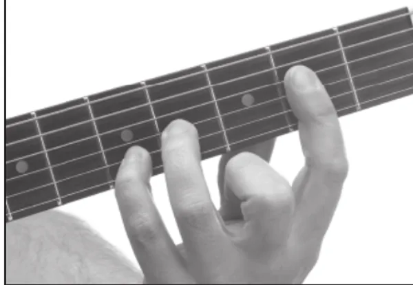 Esus2 chord — a hand playing it on the guitar fretboard