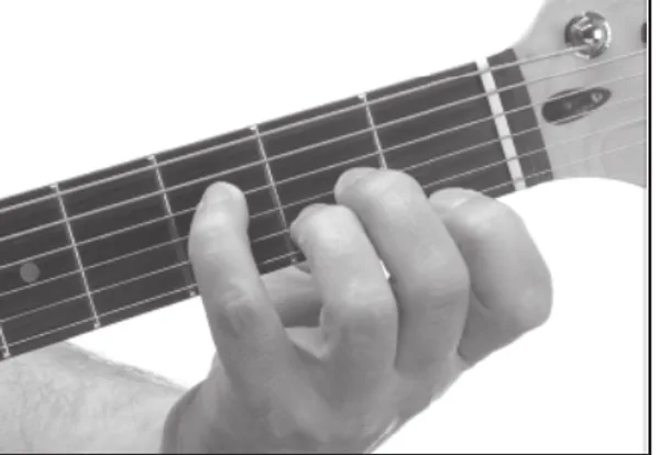 Faug chord — a hand playing it on the guitar fretboard