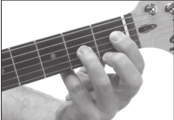 F7♭5 chord — a hand playing it on the guitar fretboard