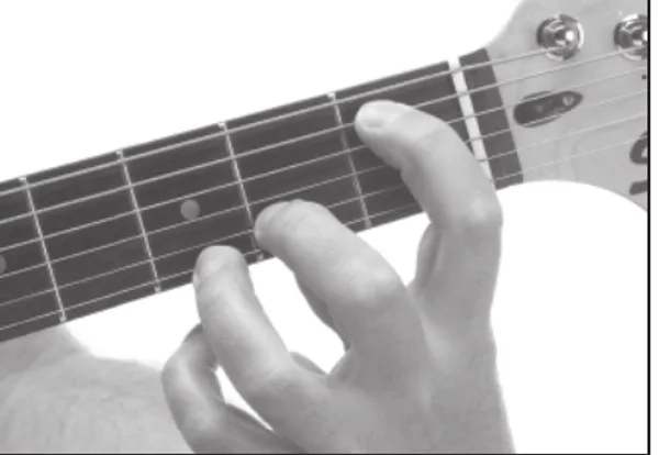Gdim chord — a hand playing it on the guitar fretboard
