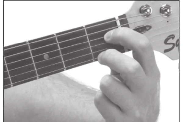 G+7 chord — a hand playing it on the guitar fretboard