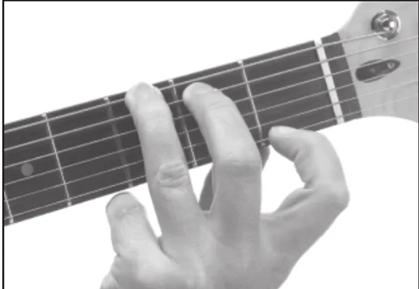 G7 chord — a hand playing it on the guitar fretboard