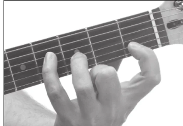 G♭7♭5 chord — a hand playing it on the guitar fretboard