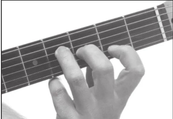 G♭7 chord — a hand playing it on the guitar fretboard
