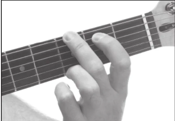 G chord — a hand playing it on the guitar fretboard