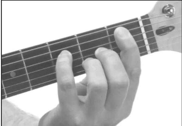 Gm9♭5 chord — a hand playing it on the guitar fretboard