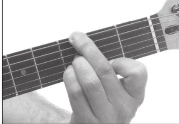 Gm9(maj7) chord — a hand playing it on the guitar fretboard