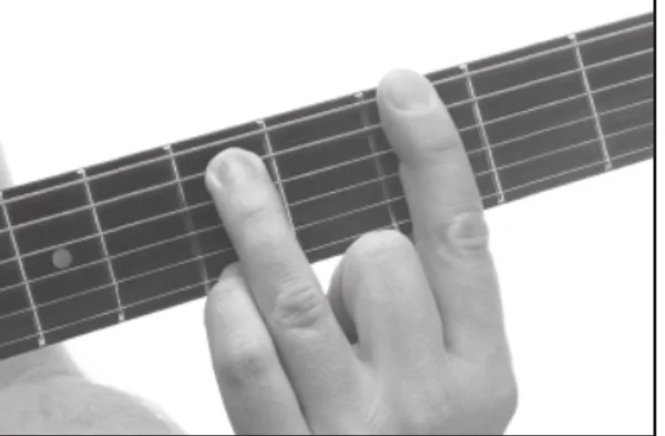 Gm9 chord — a hand playing it on the guitar fretboard