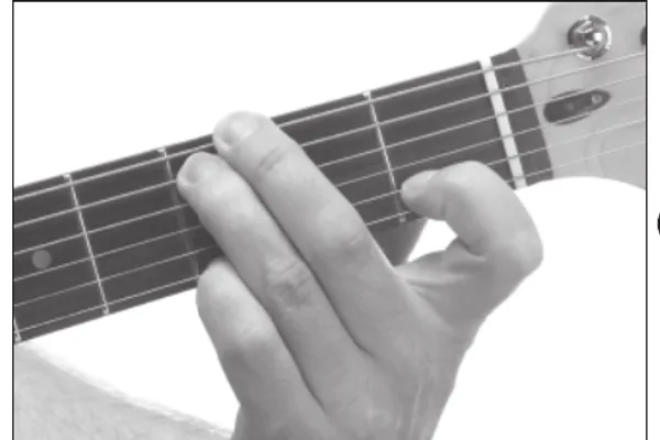 Gsus4 chord — a hand playing it on the guitar fretboard