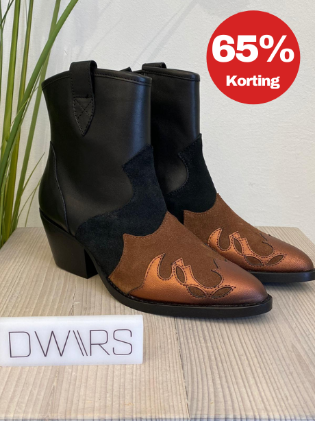 DWRS Tivoli Western laarzen Black/Cognac - Lynny's Boutique