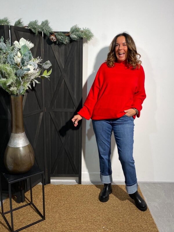 Viki Design Trui met Knoopjes Rood - Afbeelding 2