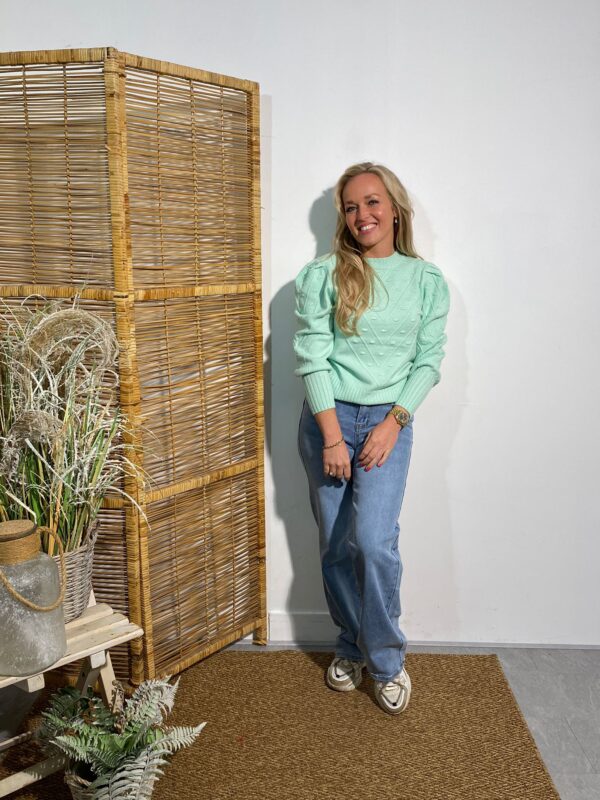 Viki Design Mint Trui Dots met Pofmouw - Afbeelding 2