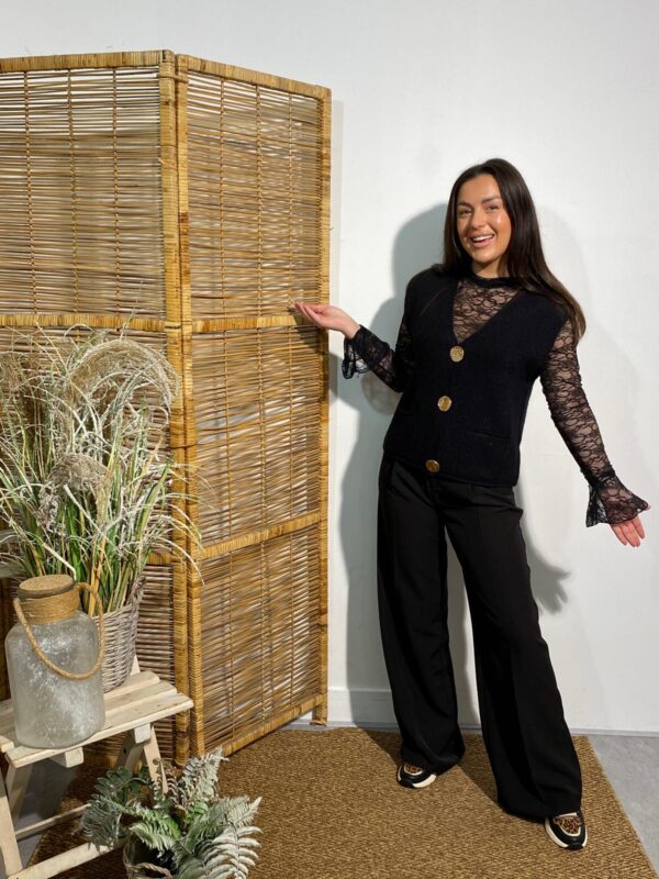 Attentif Pantalon Zwart Wide Leg - Afbeelding 6