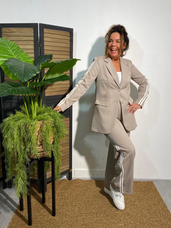 Biba Pantalon Streep Taupe - Afbeelding 2