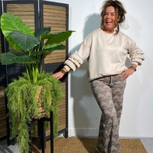 BS Broek "Nova" Zwart/Beige/Bruin