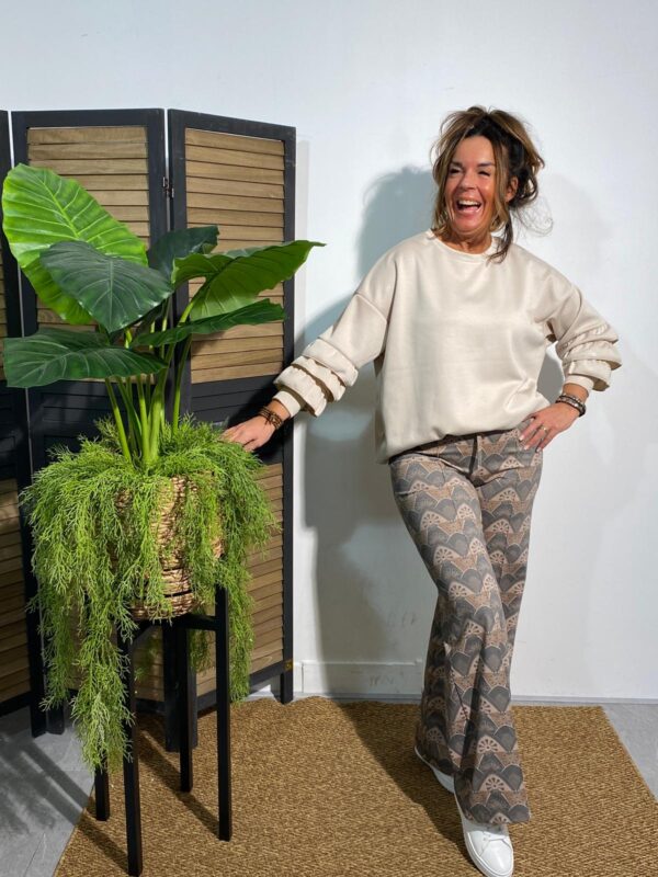BS Broek "Nova" Zwart/Beige/Bruin