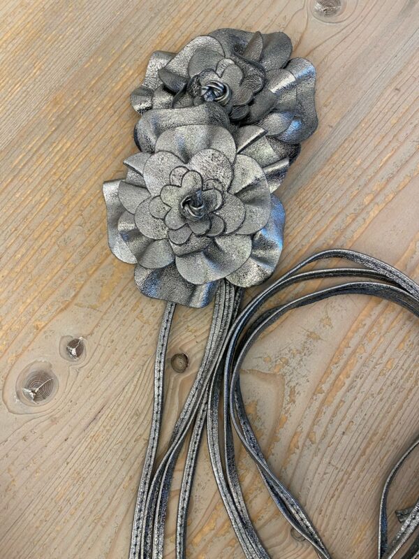 Riem Leer Flower Zilver