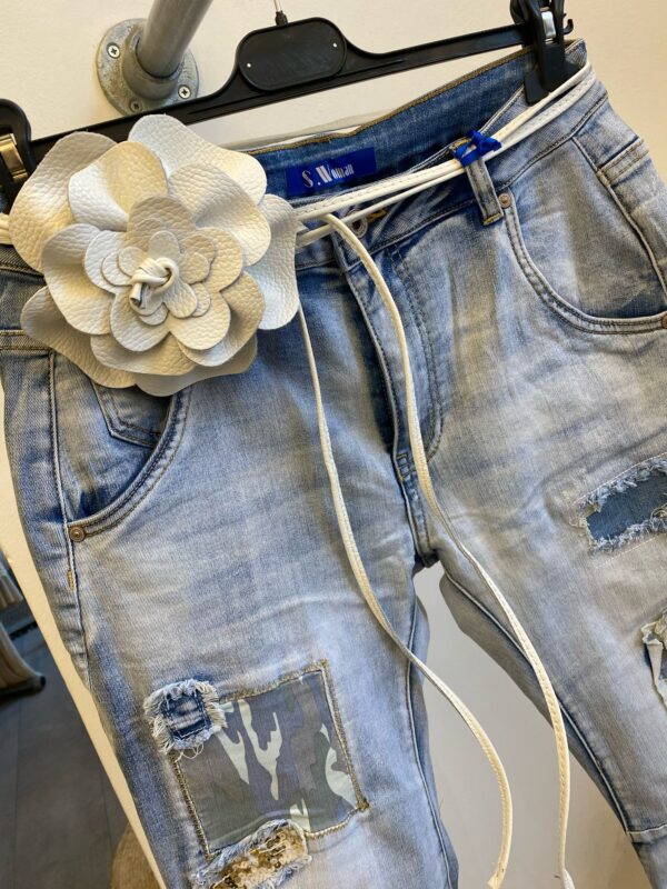Riem Leer Flower Wit - Afbeelding 2