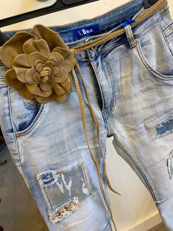 Riem Leer Flower Khaki - Afbeelding 2