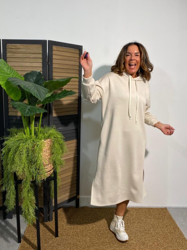 May Gem Beige Hoodie Dress