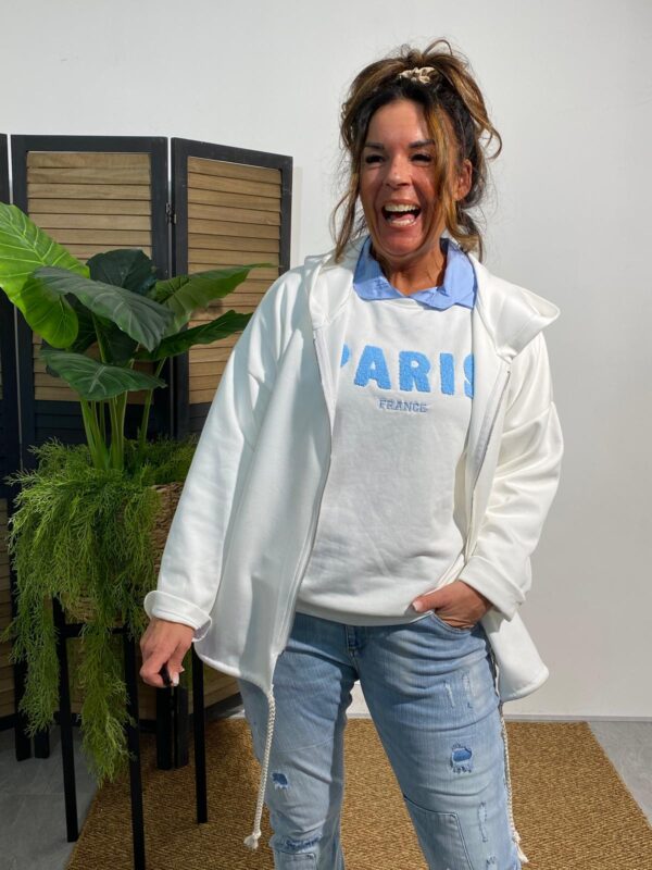 Xuna Sweater Offwhite/Lichtblauw "Paris" - Afbeelding 4