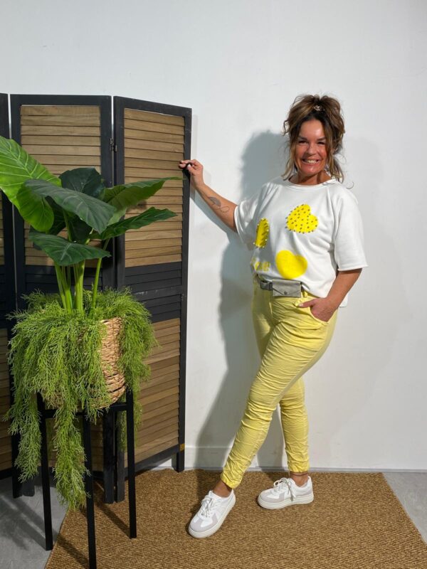 GS Fashion Top Geel/Offwhite "Love" - Afbeelding 2
