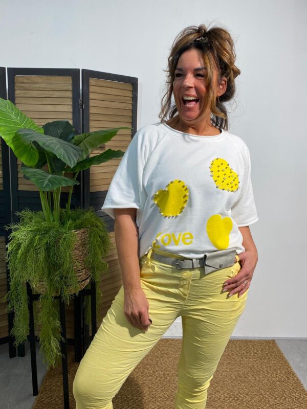 GS Fashion Top Geel/Offwhite "Love" - Afbeelding 3