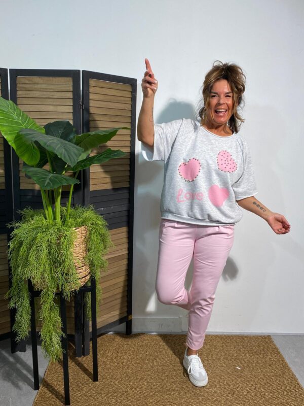 GS Fashion Top Roze/Grijs "Love"