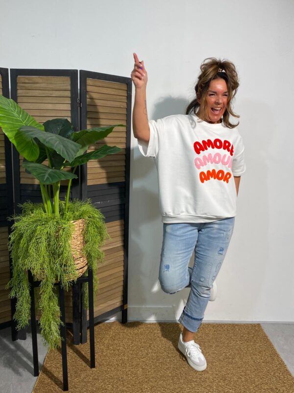 Mooij Top Offwhite/Roze/Rood "Amor"