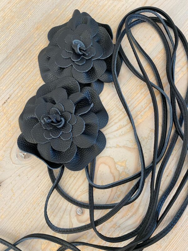 Riem Leer Flower Zwart